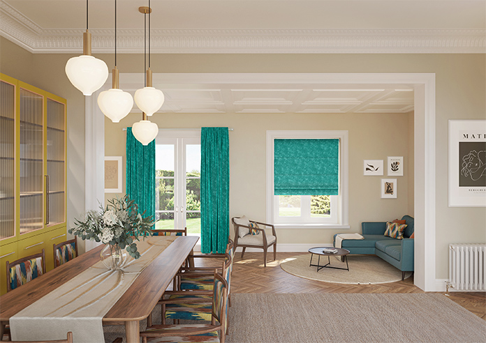Caen Chenille, Aqua - Motorised Roman Blind - Image 8